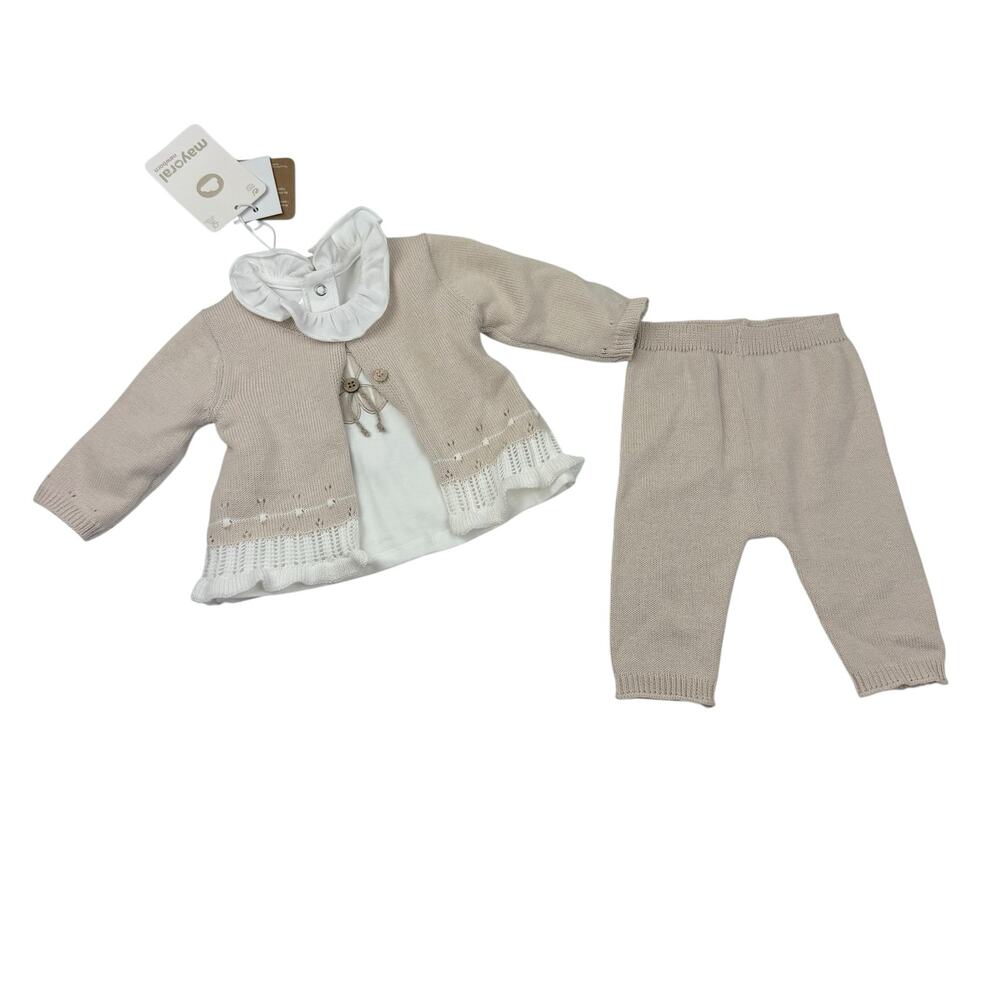 NWT Mayoral Neutral Knit Sweater, Pants & Top, 0-1m
